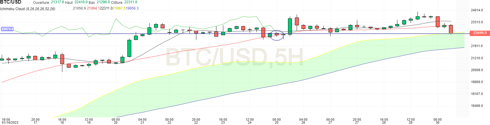 Prix du Bitcoin sur 5 h