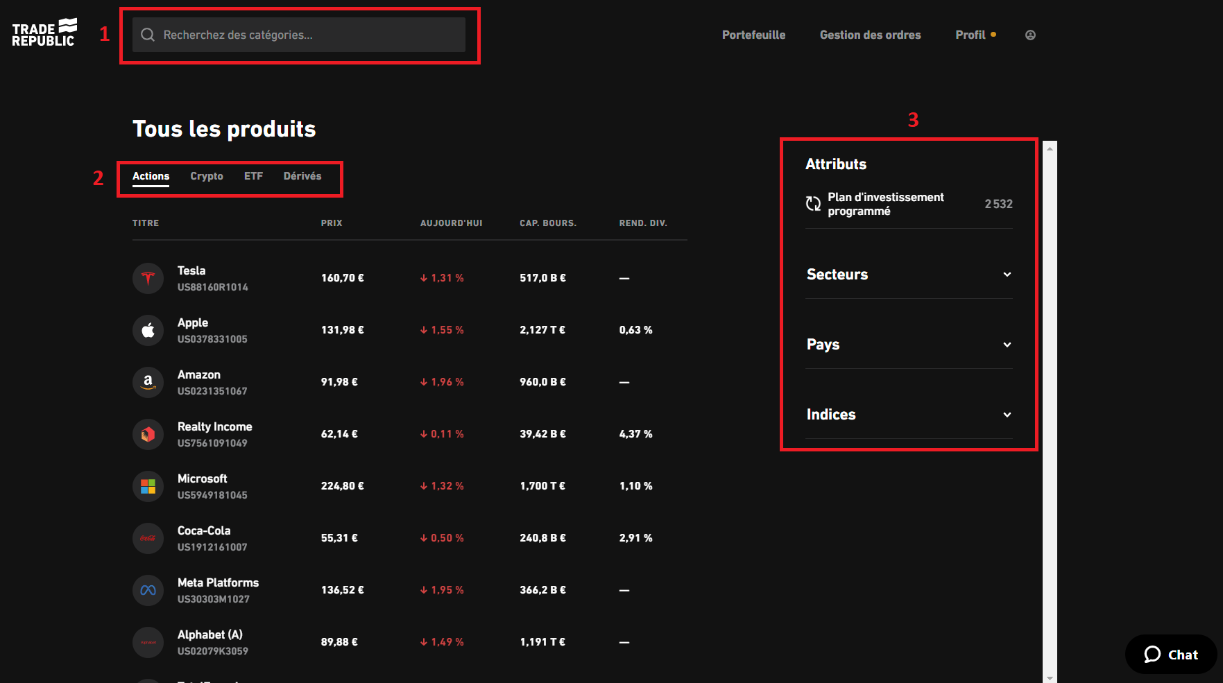 Trouver des actifs sur Trade Republic est un jeu d'enfants, qu'il s'agisse d'actions, de cryptos ou d'ETF