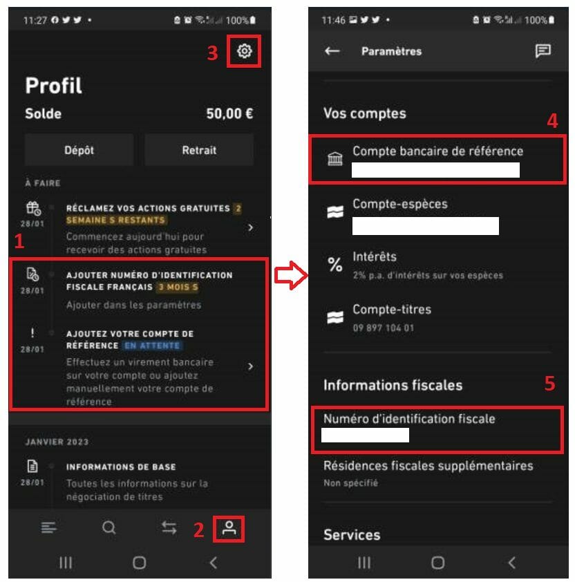 Informations fiscales et numéro de compte sur Trade Republic, obligatoire pour déclarer ce compte lors de votre déclaration dimpôts