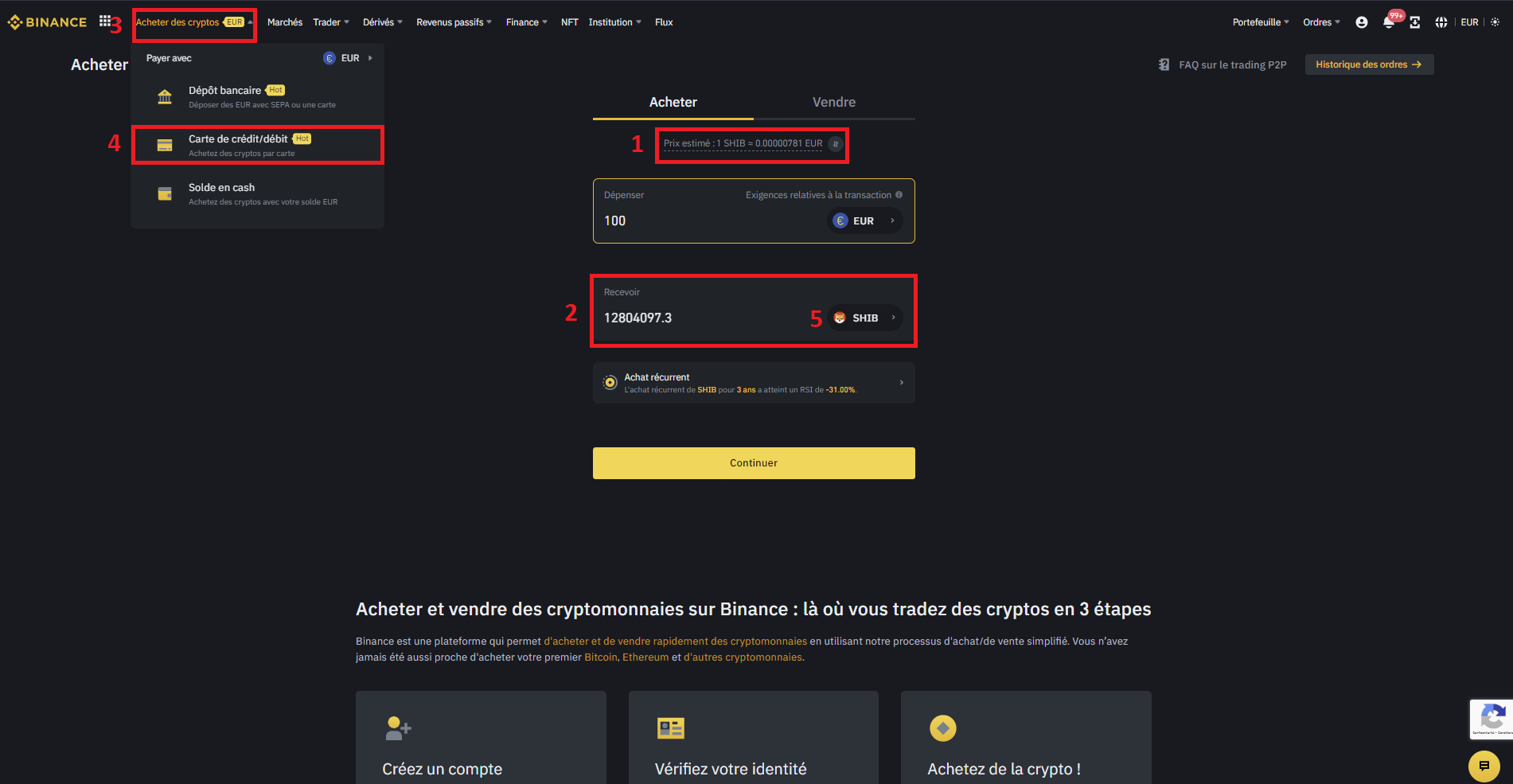 Achat de Shiba Inu sur Binance par carte bancaire