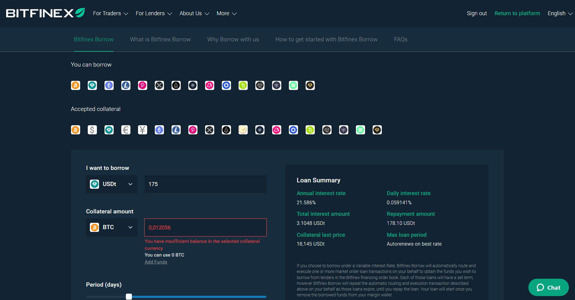 Emprunter sur Bitfinex