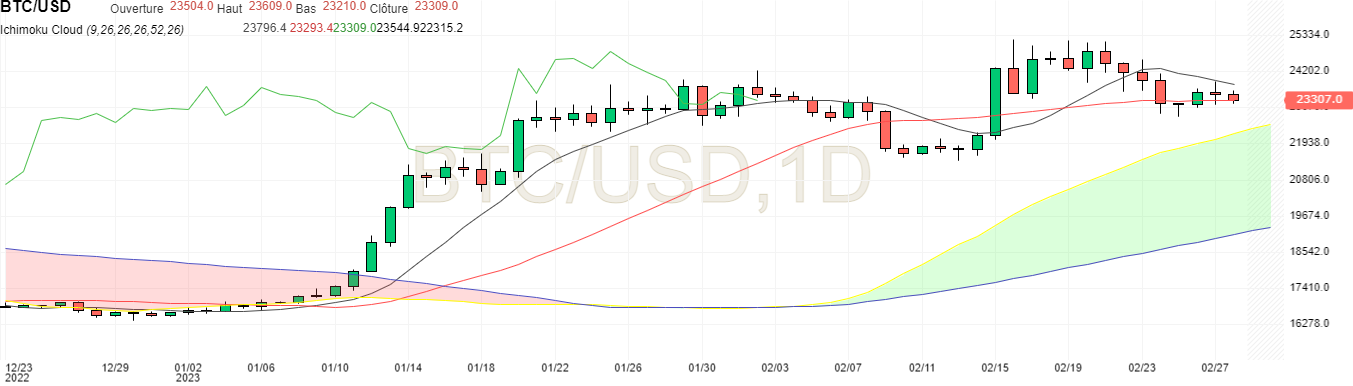 BTC USD en unité journalière