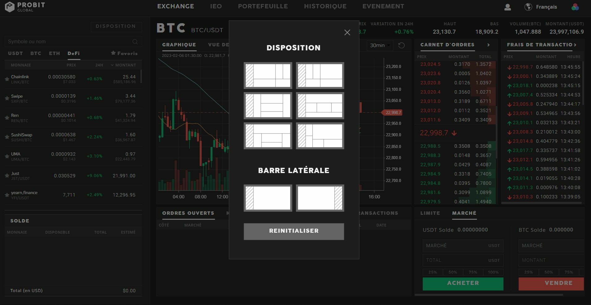 Aperçu de l'interface web de ProBit