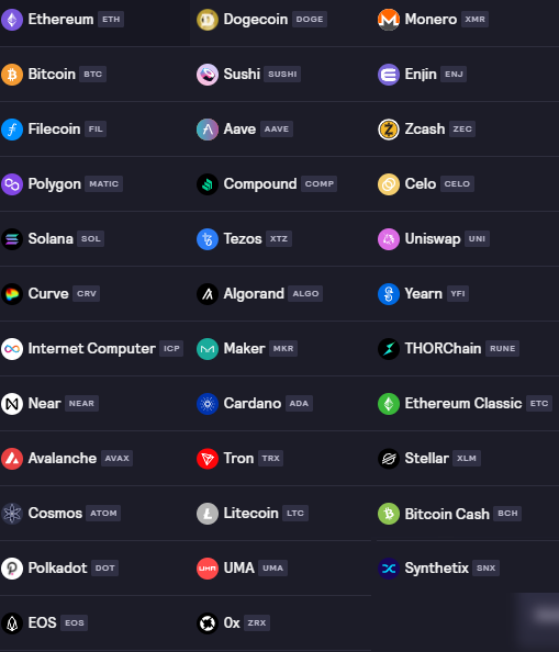 37 paires de trading sont disponibles sur dYdX dont bitcoin, cardano, polygon ou ethereum