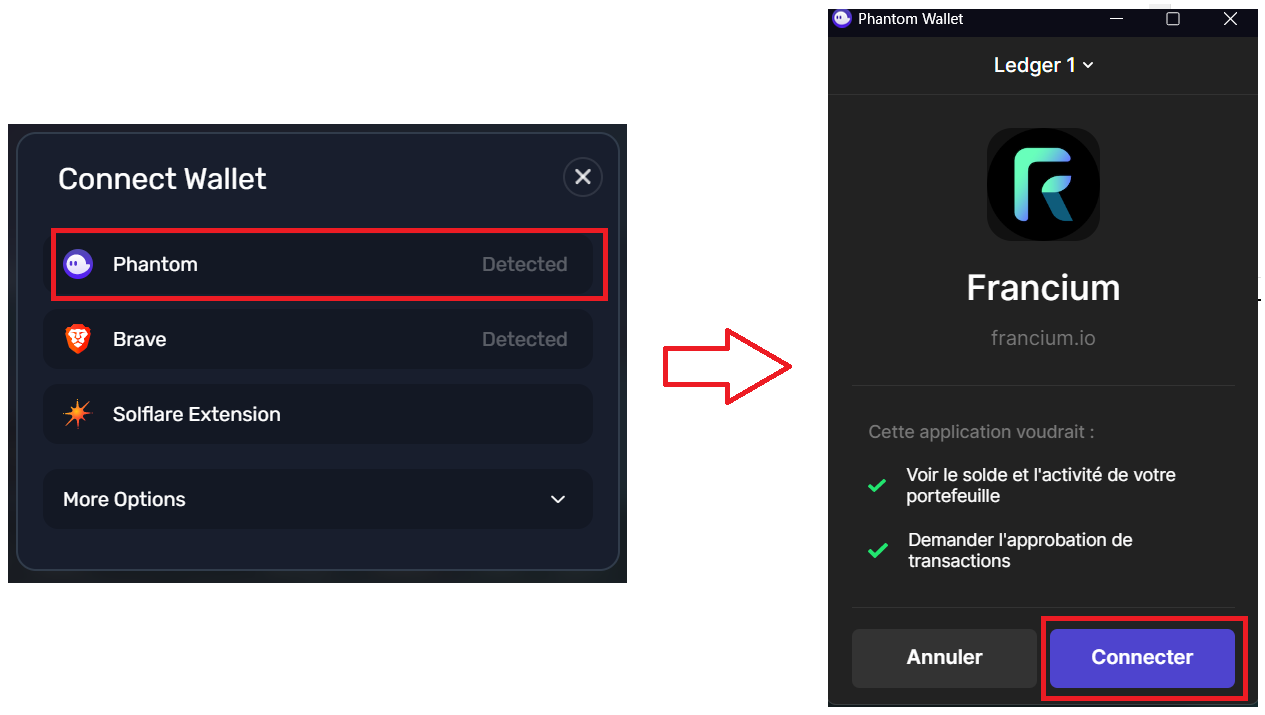 Connexion de Phantom sur Francium