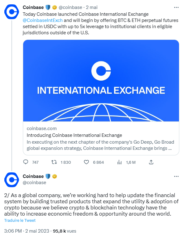 La crypto-bourse de Brian Armstrong lance Coinbase International Exchange aux Bermudes.