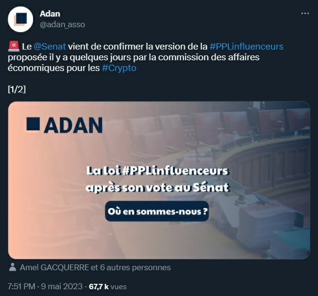 Le Sénat a ajouté un amendement qui permettrait d'arriver à un compromis sur la loi influenceur qui impacte les médias crypto.