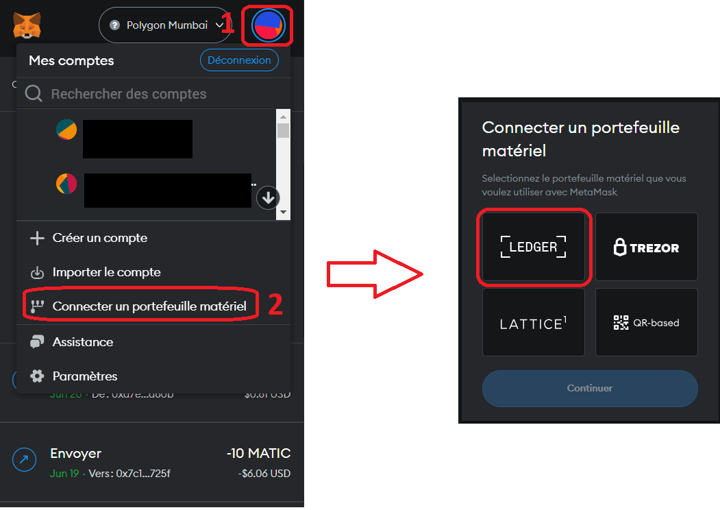 Ajout de Ledger sur Metamask