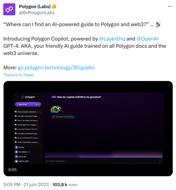 Polygon dévoile son chatbot IA, Polygon Copilot pour aider les développeurs de Polygon