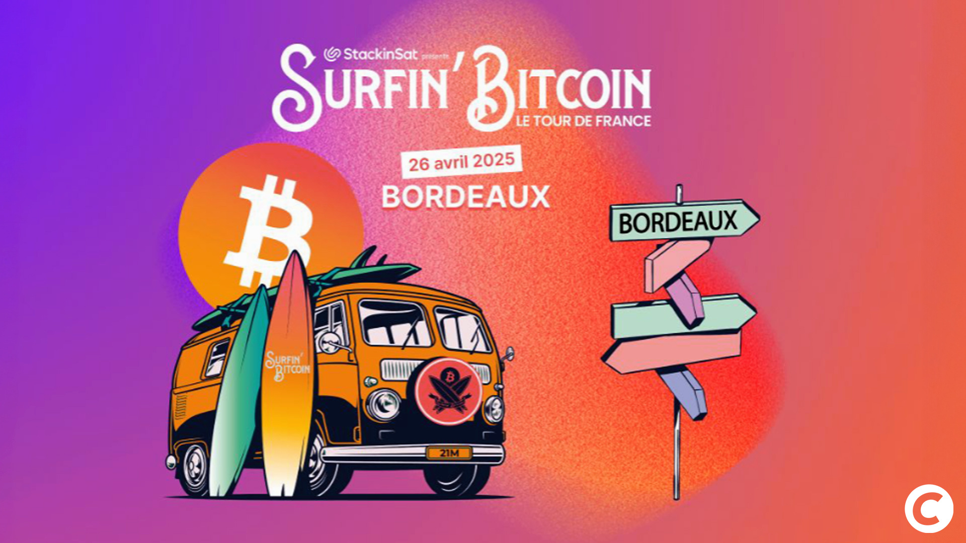 Surfin’ Bitcoin poursuit son Tour de France et fait étape à Bordeaux le 26 avril prochain